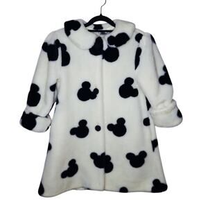 Vintage 90s Disney Faux Fur Coat Girls Cruella De Vil Medium 8/10 Mickey Mouse